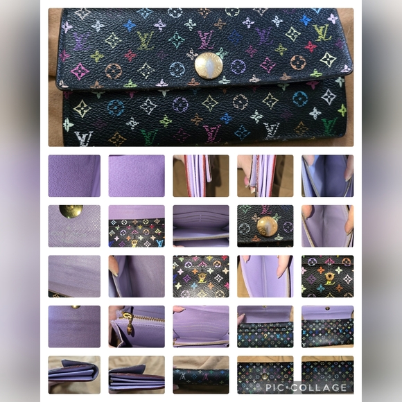 Authentic Louis Vuitton Murakami Black Multicolor Wallet RARE Lavender Interior - Picture 16 of 16